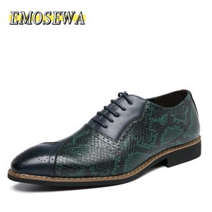 men s dress shoes new snakeskin pattern brogue man leather shoes vintage carved formal business flats