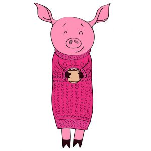 Full clilpart Pink Pig Wearing Sweater