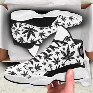 weed leaf black pattern air jordan 13 sneakers shoes for men women 420 weed shoes 420 day gifts ht 1tsiw3z9gy