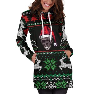 skull2bgift2bugly2bchristmas2bsanta2bskull2bblack2bhoodie2bdress 6137 theg1