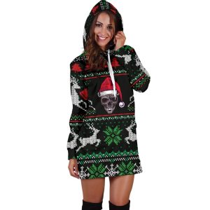 skull2bgift2bugly2bchristmas2bsanta2bskull2bblack2bhoodie2bdress 8683 znss7