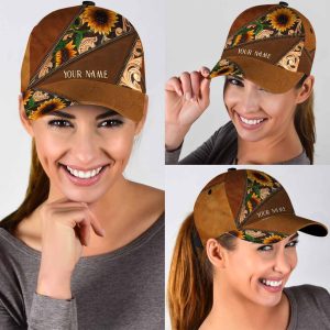 horse2bgirl2bsunflower2bpersonalized2bleather2bpattern2bprint2bclassic2bcap 2904 ggj7b