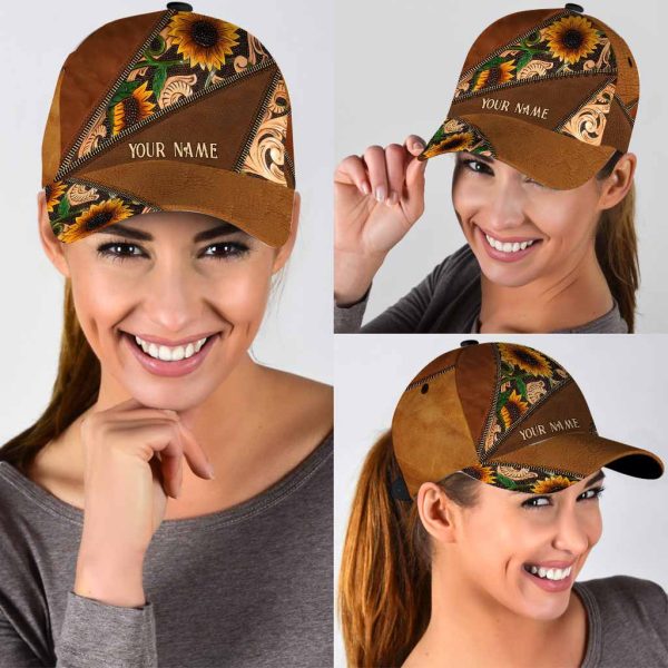 horse2bgirl2bsunflower2bpersonalized2bleather2bpattern2bprint2bclassic2bcap 2904 ggj7b