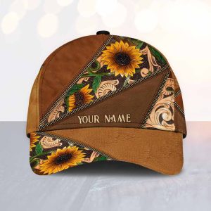 horse2bgirl2bsunflower2bpersonalized2bleather2bpattern2bprint2bclassic2bcap 2491 jssjs