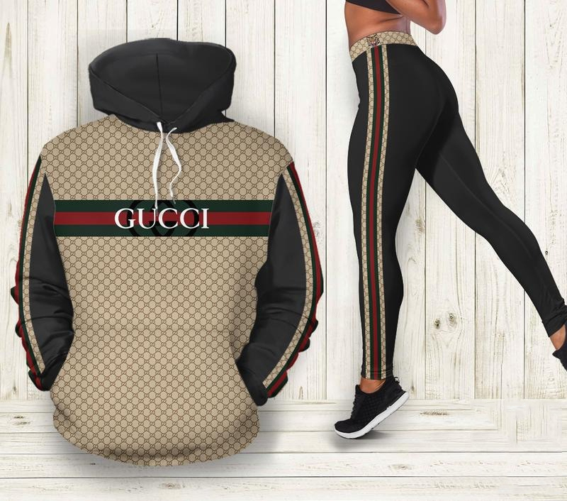 TRENDING] Louis Vuitton Logo Gold 3D Hoodie Leggings Set LV Gift