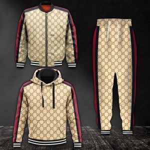 Gucci Brown Jacket Hoodie Sweatpants Pants Luxury Brand Clothing Clothes Outfit For Men HT