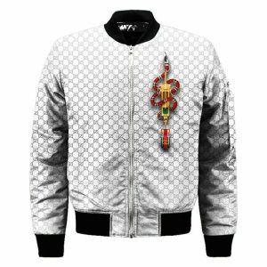 Gucci White Bomber Jacket Luxury Brand Clothing Clothes Outfit For Men ND