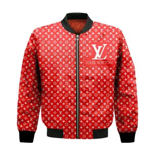 Louis Vuitton LV Red Bomber Jacket Luxury Brand Clothing Clothes Outfit For Men ND