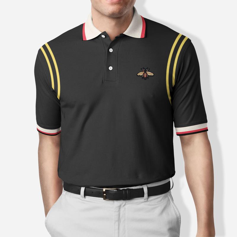 Gucci Black Bee Polo Shirt Luxury Brand Clothing Clothes Golf Tennis Outfit For Men ND Gucci Tennis 1977 Acm Shop