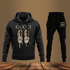 Slocog Shop - Gucci Black White Hoodie Sweatpants Pants Luxury