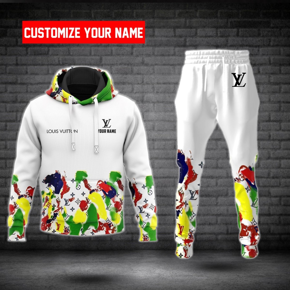 Louis Vuitton White Hoodie Sweatpants Combo Luxury Fashion Outfit