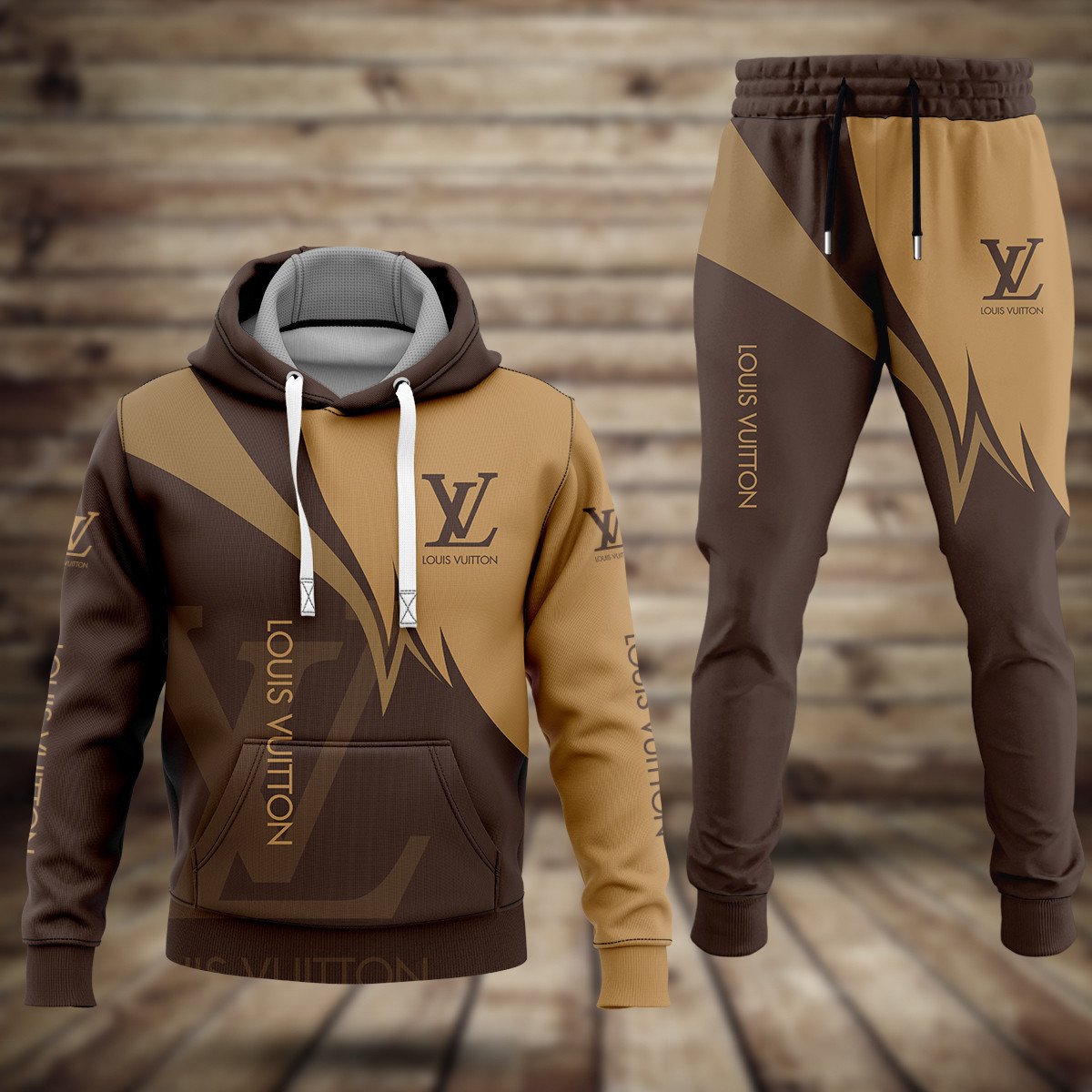 TRENDING] Louis Vuitton Brown Hoodie Leggings Luxury Brand LV Clothing