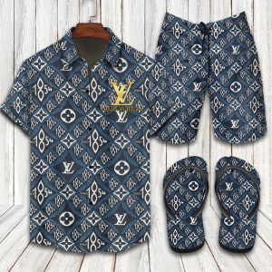 Louis Vuitton Hawaii Shirt Shorts Set & Flip Flops Luxury LV Clothing Clothes Outfit For Men ND