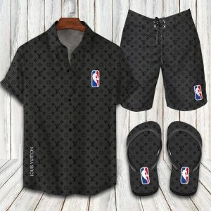 Louis Vuitton NBA Sport Hawaii Shirt Shorts Set & Flip Flops Luxury LV Clothing Clothes Outfit For Men ND