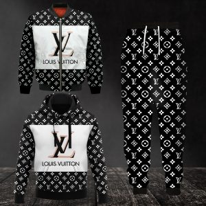 Louis Vuitton Black Jacket Hoodie Sweatpants Pants LV Luxury Clothing Clothes Outfit For Men ND
