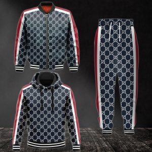 Gucci Navy Jacket Hoodie Sweatpants Pants Luxury Brand Clothing Clothes Outfit For Men ND