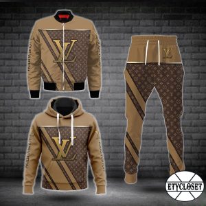 Louis Vuitton Brown Jacket Hoodie Sweatpants Pants LV Luxury Clothing Clothes Outfit For Men ND