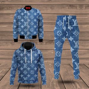 Louis Vuitton Denim Jacket Hoodie Sweatpants Pants LV Luxury Clothing Clothes Outfit For Men ND