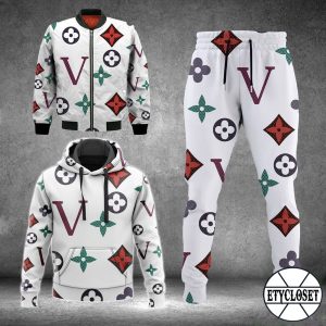 Louis Vuitton White Jacket Hoodie Sweatpants Pants LV Luxury Brand Clothing Clothes Outfit For Men ND