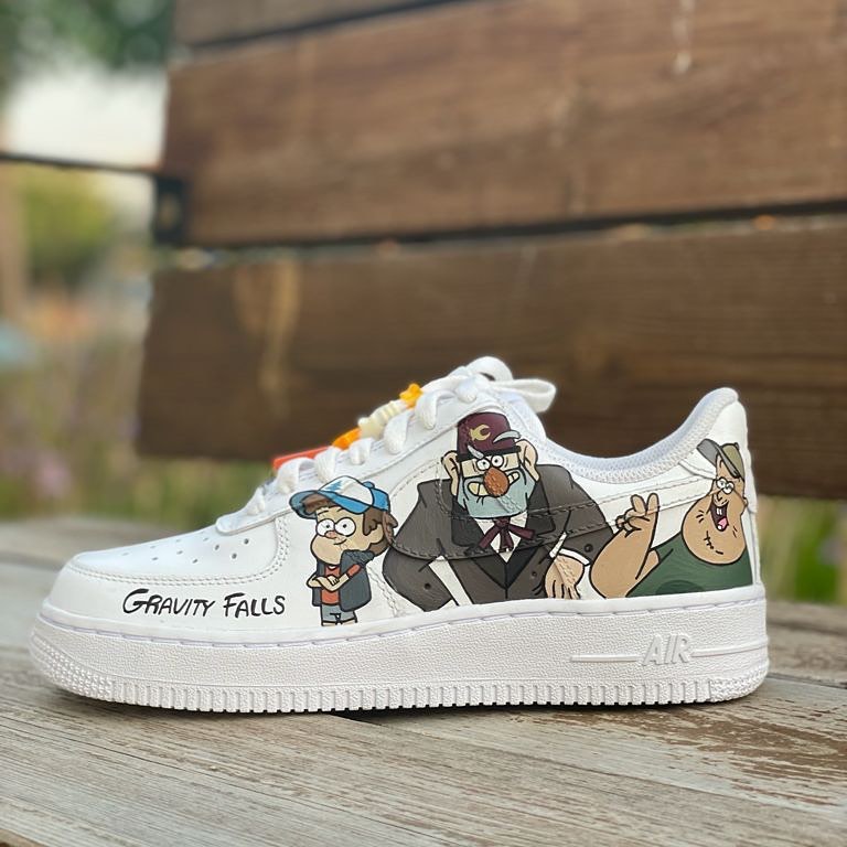 Disney Gravity Falls Air Force 1 Custom Acm Shop Nike WMNS Air Jordan 1 Low Grey and Blue 23.5cm