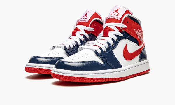 2 wmns air jordan 1 mid patent leather navy white red 2799 12317