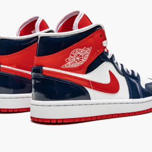 3 wmns air jordan 1 mid patent leather navy white red 2799 12317