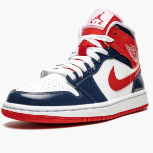 4 wmns air jordan 1 mid patent leather navy white red 2799 12317