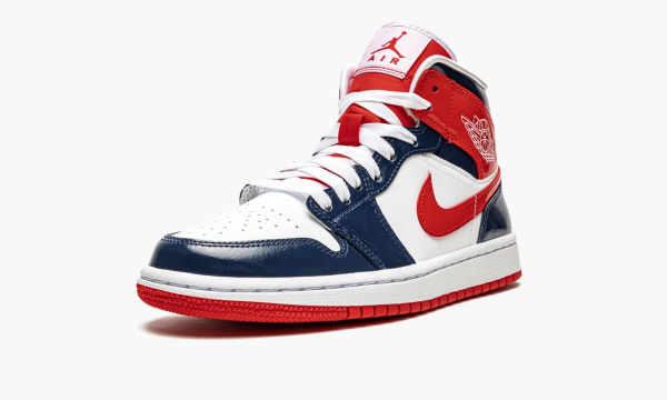 4 wmns air jordan 1 mid patent leather navy white red 2799 12317