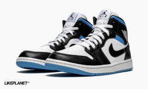 2-Wmns Air Nike Jordan 1 Mid "Black / White / University Blue" - 2799-126478