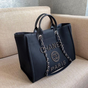 Chanel Large Deauville Pearl Tote Bag Black For Women, Women’s Handbags, Shoulder Bags 15in/38cm A66941  - 2799
