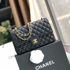 5 chanel classic flap bag 25cm gold hardware lambskin leather springsummer collection blackburgundy 2799 103