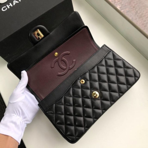 9 chanel small classic flap bag 25cm gold hardware lambskin leather springsummer collection blackburgundy 2799 103