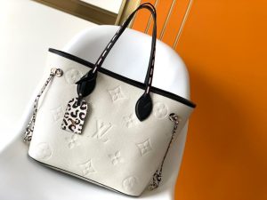 Louis Vuitton Neverfull MM Tote tie Bag Wild At Heart Monogram Empreinte Cream For Women, Women’s Handbags, Shoulder Bags 12.2in/31cm LV M58525  - 2799