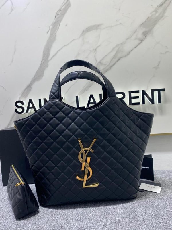 Saint Laurent Icare Maxi Shopping Bag For Women 16.9in/43cm Black YSL 698651AAANG1000  - 2799-111