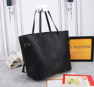 3-Louis Vuitton Neverfull MM Tote Bag Monogram Empreinte Black For Women, Women’s Handbags, Shoulder Bags 12.2in/31cm LV M45685  - 2799-113