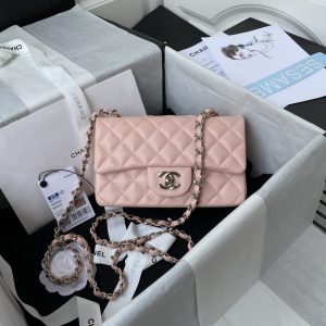 Chanel Mini Classic Handbag Pink For Women 7.9in/20cm  - 2799