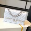 chanel classic medium flapbag silver hardware white 10in255cm 2799 123