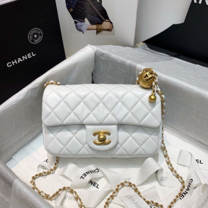 chanel flap bag with cc ball on strap white for women womens handbags shoulder and crossbody bags 78in20cm as1787 2799 143