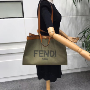 3-Fendi Peekaboo X-Tote Canvas Bag Khaki For Women, Women’s Handbags, Shoulder Bags 16.1in/41cm FF 8BH374  - 2799-147