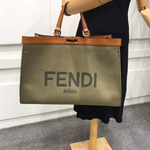 4-Fendi Peekaboo X-Tote Canvas Bag Khaki For Women, Women’s Handbags, Shoulder Bags 16.1in/41cm FF 8BH374  - 2799-147