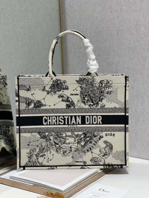 christian dior large dior book tote dior zodiac embroidery blackbeige for women womens handbags 41cm cd 2799 183