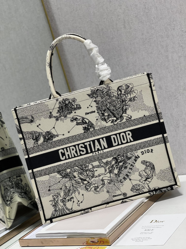 5 christian dior large dior book tote dior zodiac embroidery blackbeige for women womens handbags 41cm cd 2799 183