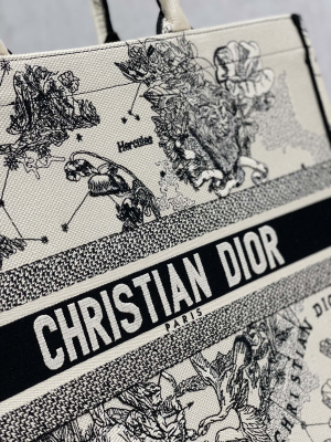 6 christian dior large dior book tote dior zodiac embroidery blackbeige for women womens handbags 41cm cd 2799 183