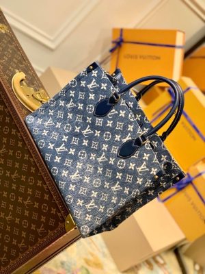 louis vuitton onthego mm tote bag navy blue for women 122in31cm lv m59608 2799 191