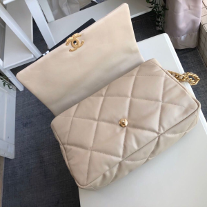 1 chanel 19 maxi handbag beige for women 14in36cm 2799 204