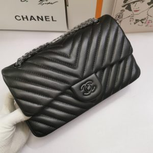 chanel chevron classic handbag black hardware black for women womens bags shoulder and crossbody bags 102in26cm 2799 215