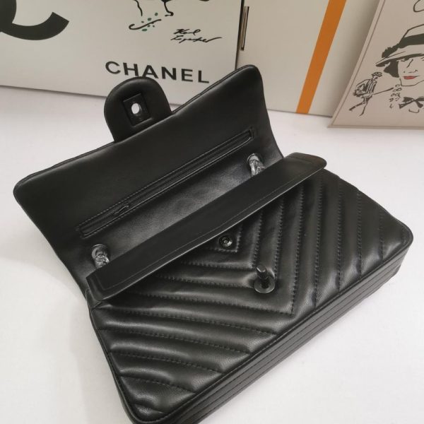 8 chanel chevron classic handbag black hardware black for women womens bags shoulder and crossbody bags 102in26cm 2799 215