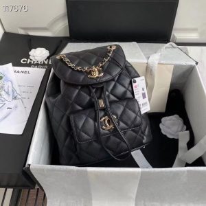 chanel duma backpack gold toned hardware black for women womens bags shoulder bags 94in24cm as1371 2799 219
