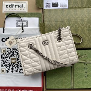 Gucci Rot GG Marmont Small Tote Bag White Matelasses For Women 10.4in/26.5cm GG  - 2799-220