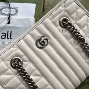 1-Gucci GG Marmont Small Tote Bag White Matelasses For Women 10.4in/26.5cm GG  - 2799-220